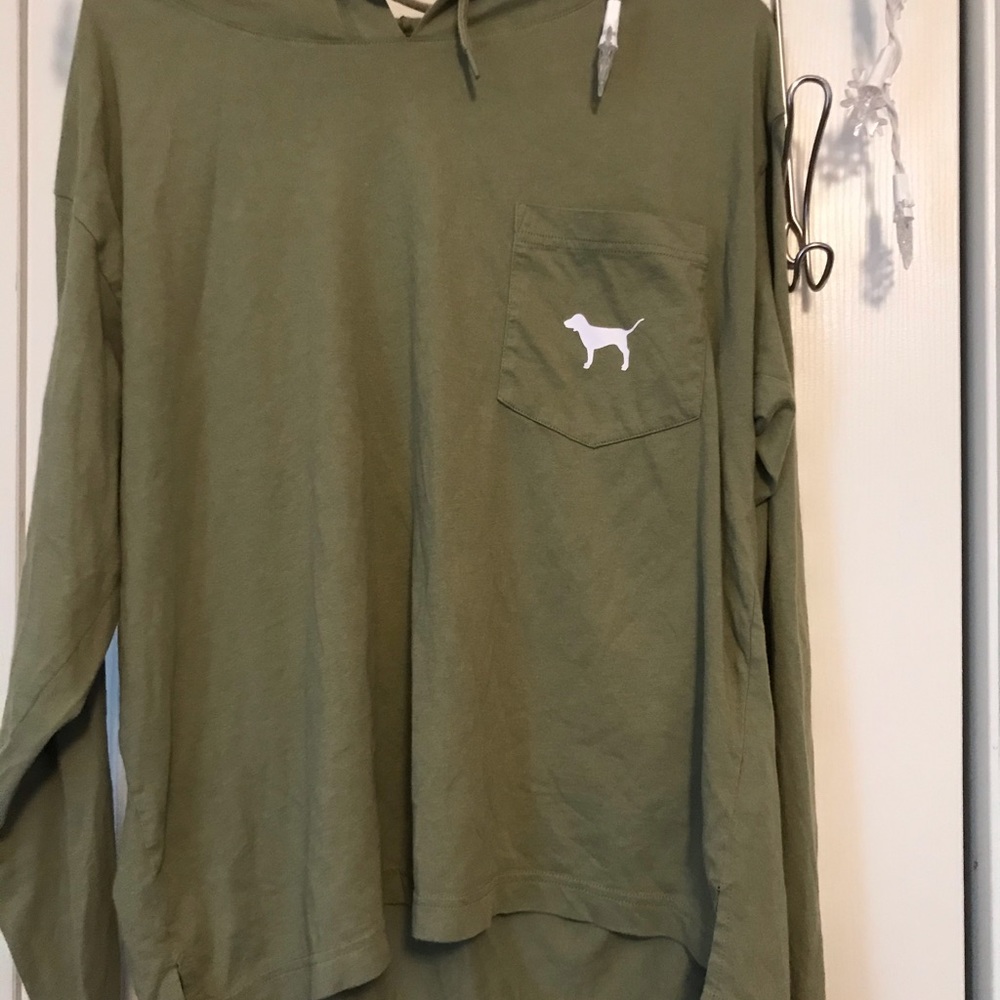 VS Pink Olive Green T-Shirt Hoodie
